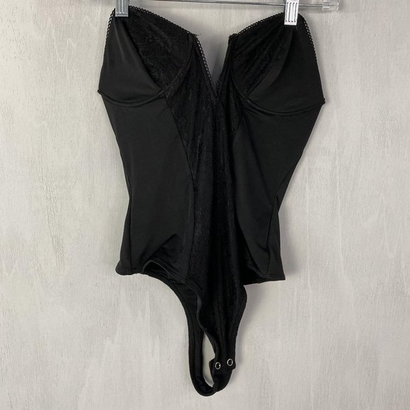 AFRM Black Alie Halter Neck Lace Thong Bodysuit - Picture 2 of 4